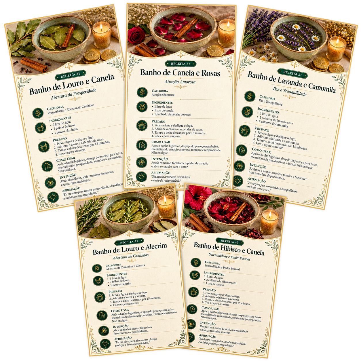Mockup das receitas de banhos espirituais