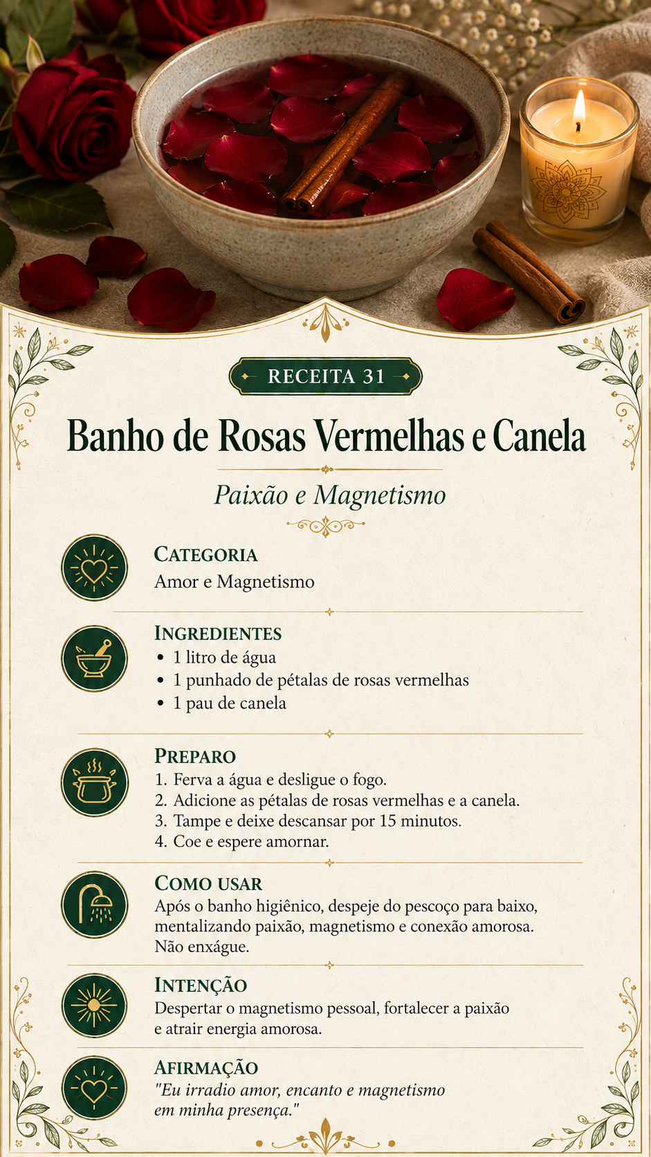 Banho de Rosas Vermelhas e Canela