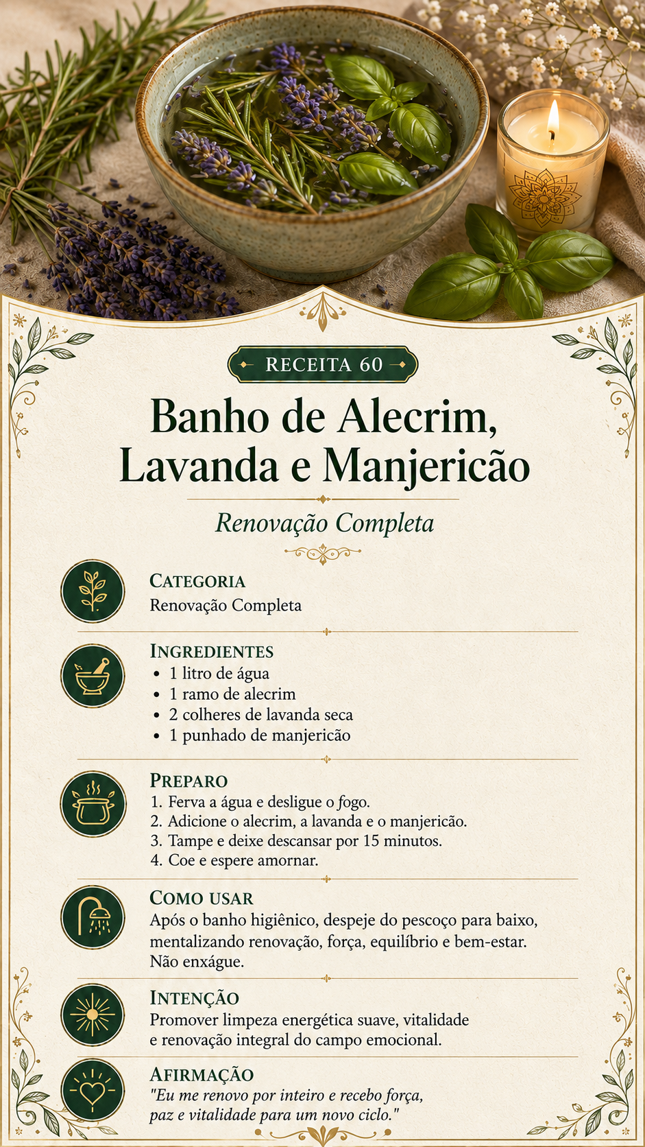 Banho de Alecrim, Lavanda e Manjericão